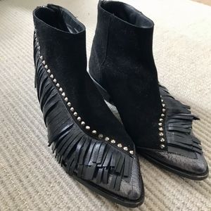 Zadig & Voltaire Black Fringe Booties